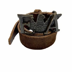 VINTAGE Emporio Armani Brown Suede 85-34 Leather Belt Made in Italy